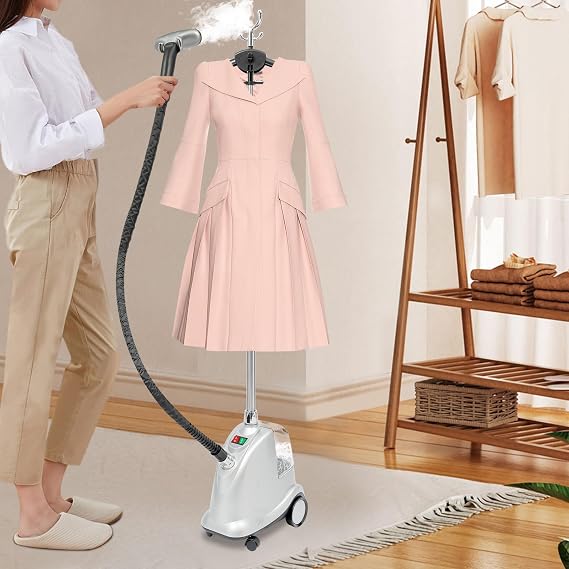 Professional Steamer & Steamer Standing Clothes Steamer with Wheels 2200 W Steam Iron in 60s Ready to Use Antibacterial Steam Brush for All Textiles