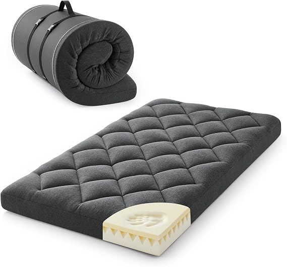 Jamdok 10cm Single Memory Foam Floor Mattress,Guest Bed(190X97X10cm) | Roll Up Japanese Futon Mattress for Sleeping,Removable Pillow Top Cover
