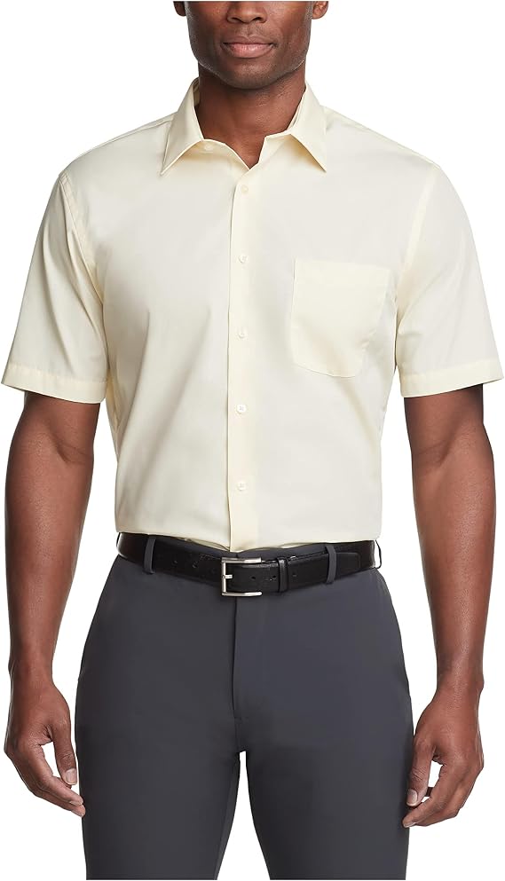 Van Heusen Men's Short Sleeve Dress Shirt Regular Fit Poplin Solid