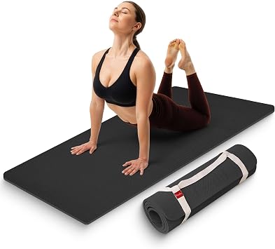Extra Thick 12mm Exercise Mat   Non-Slip, Joint-Friendly & Cushioned Fitness Mat for Yoga, Pilates & Floor Workouts   Durable, Supportive & Includes Feetlu Classic Strap