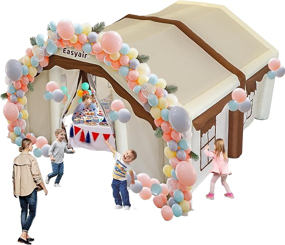 Inflatable Party Tent 167" x 152" x 93" House Tent Kids | Portable, 470W Blower, Camping Tent Play Tent, Outdoor Backyard Birthday Party Playhouse