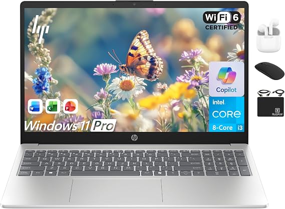 HP Laptop 2025 Flagship Business Ultra Slim, Lifetime Office, AI-Powered,15.6" HD, 8-Core Intel i3, 16GB RAM, 628GB Storage (128GB UFS+500GB Ext), Wi-Fi 6, Copilot Key, HubxcelAccessory, Win 11 Pro