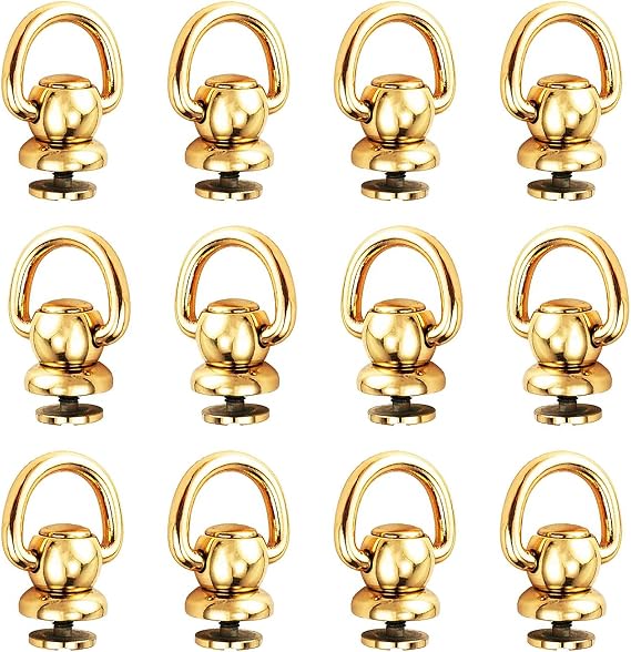 D Ring for Purse Leather Rivets 12 pcs Metal Ball Studs Screw Rivets for Leather Crossbody Purse Wallet Conversion Kit Accessories Handbag Hardware for Purse Making-Gold
