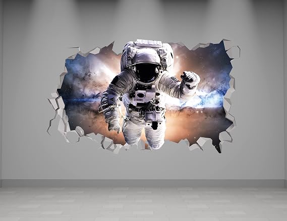 Astronaut Space Themed Bedroom Wall Decal - Galaxy Room Decor for Boys - Space Decor (24"W x 14"H (60cm x 36cm))