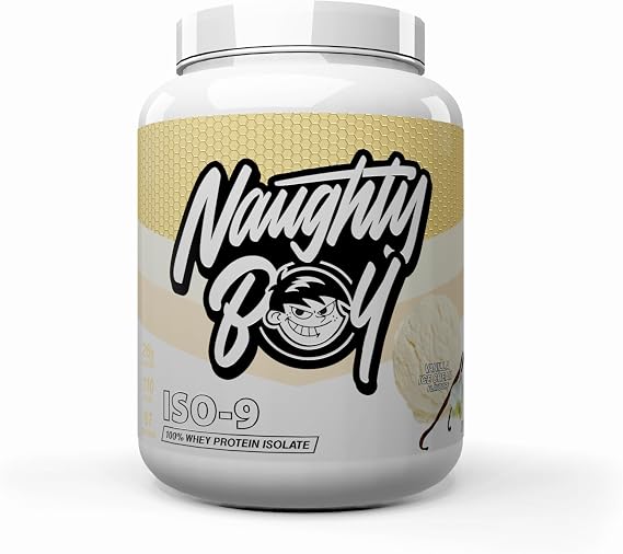 Naughty Boy ISO-9 Isolate Protein Powder, Optimum Taste and Mixability for Both Males and Females, High Protein, Low Sugar, Low Carb, Muscle Building Powder (Vanilla Milkshake, 2010 g)