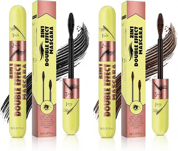2-Step Mascara With Dual-Opening Tube And Brush Wand, Black Or Brown, 9 g | 2 Labelled Sections Provide A Choice Of Application Effects, For Defined Everyday Lashes Or A Softer-Looking Finish