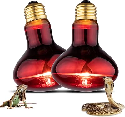 Reptile Heat Lamp Bulb, 100W Infrared Heat Light Bulbs, Red Basking Spot Lightbulb for Snake, Tortoise, Bearded Dragon, Lizard, Chicks, Turtle, Chickens, Pets - 2 Pack
