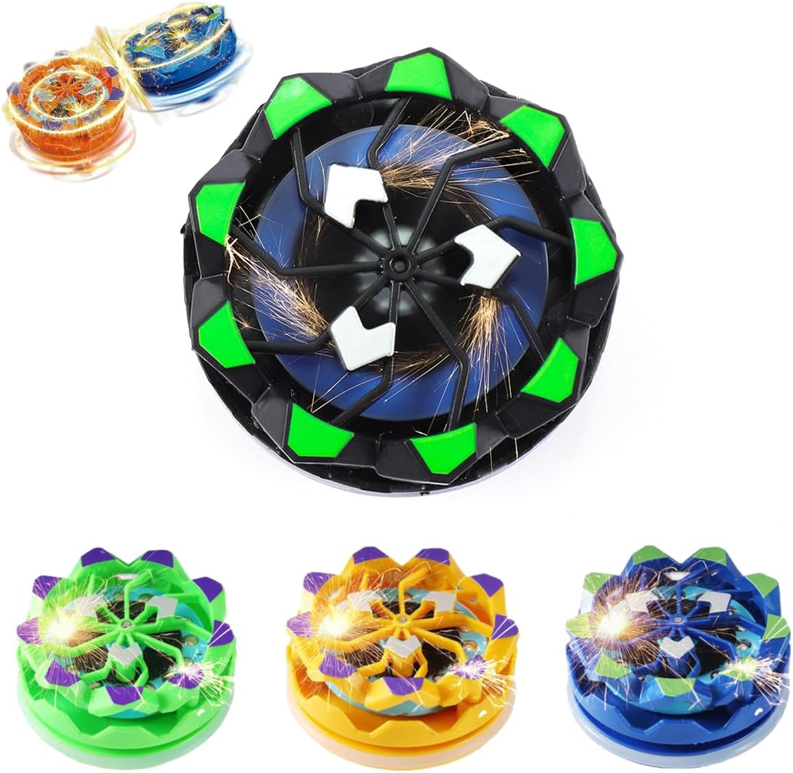 4-Pack Spark Spinning Battle Tops with Firework Effects - Bey Battling Top Burst Gyros Toy for Kids Ages 6-18 , Fidget Sensory Toys for Autism & ADHD , Birthday Party Favors, Easter Basket Stuffers