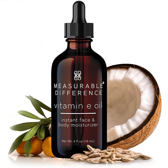 Vitamin E Oil 100% Pure & Organic | Instant Face & Body Moisturizer Blend with Sunflower seed, Coconut and Jojoba oil for Skin, Hairs & Nails Deep Hydration & Anti-Aging, 4fl Oz