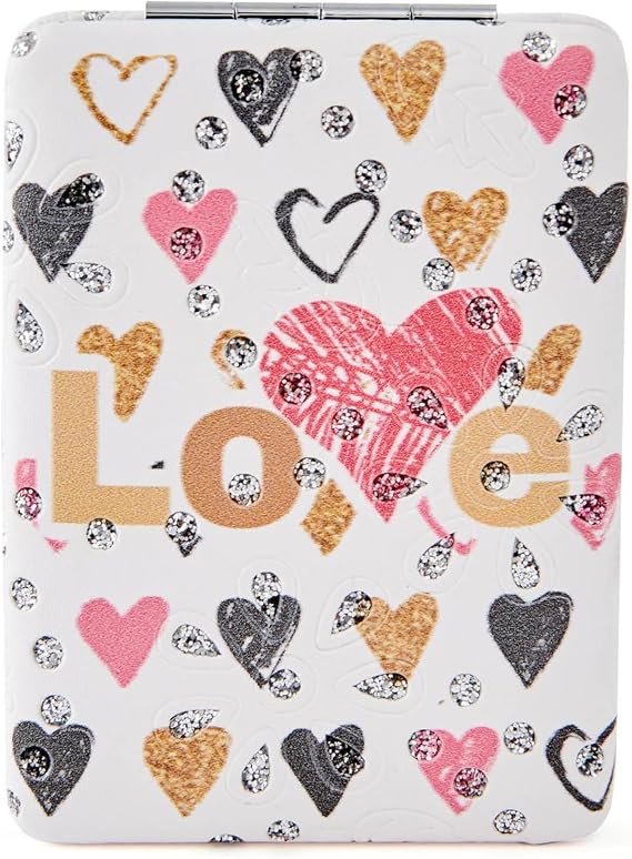 Promotional Love Themed Pocket Mirror with Heart and Love Pattern