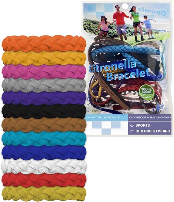 12PCS Mosquito Repellent Bracelet Jsdoin Insect Repellent Adjustable Leather Natural Insect Mosquito Bands Protection Insects up to 250 Hours Camping Accessories for Adults, Kids & Babies