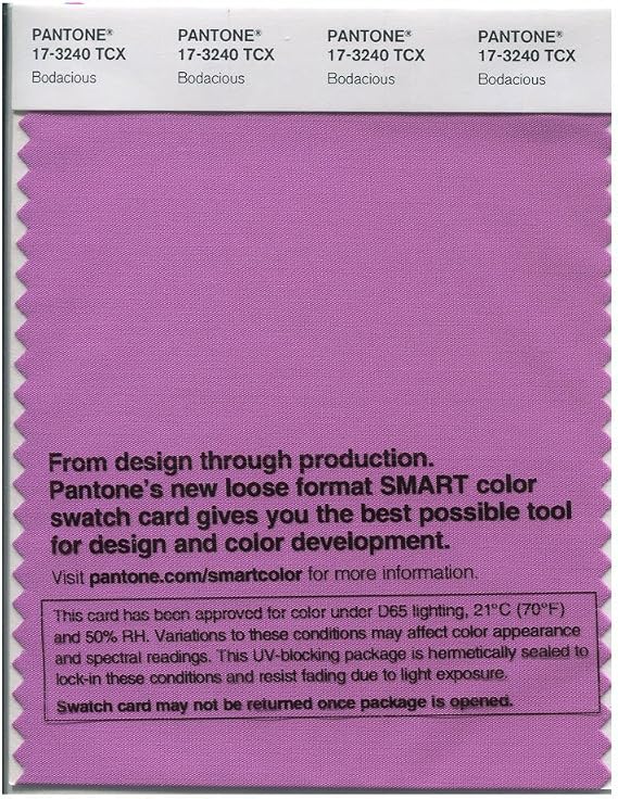 Pantone Cotton Swatch Card Color Standard, Color # 17-3240, Bodacious