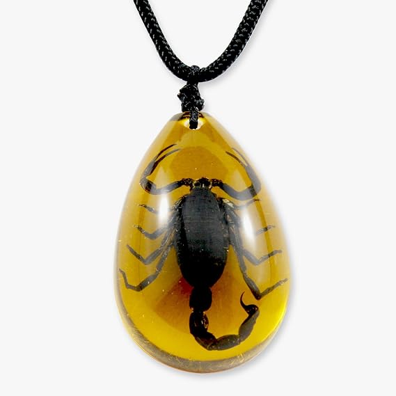 REALBUG Black Scorpion Necklace, Amber, Large