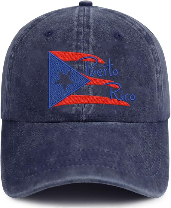 Patriotic Baseball Cap with Embroidered Puerto Rico Flag Design, Adjustable Strap, Puerto Rico Theme
