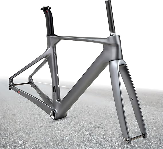 700C Road Bike Frameset 43.5/46/48/50/52/54/56CM Carbon Fiber Disc Brake Frame F12x100mm R12x142mm Thru Axle Frame With Fork Internal Routing