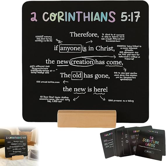 52 Scripture Cards, Scripture Cards with Bible Verses, A Mapped Bible Verse for Every Week of The Year, Christian Bible Gifts(Contains 27 cards + base, double-sided card design)