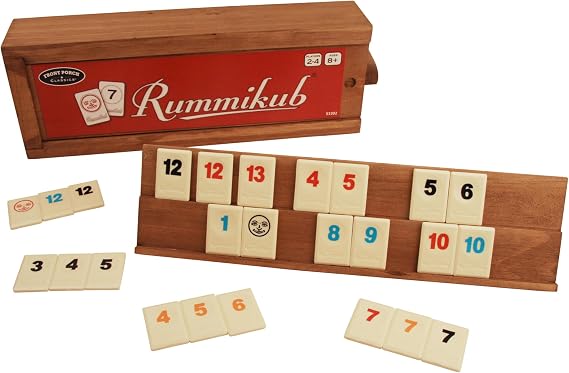 Rummikub Tile Game in Vintage Edition Wooden Storage Case, Ages 8+