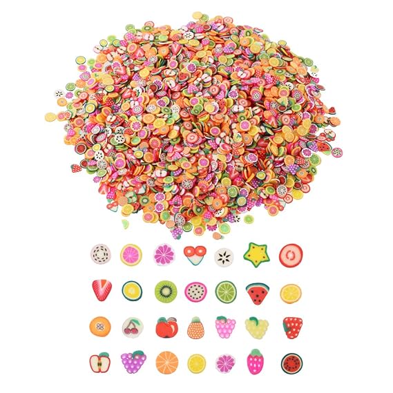 DECORA 1/4 Inch 3200 Pieces Mini 3D Fruit Slices for Slime Crafts, Nail Art and Face Decoration