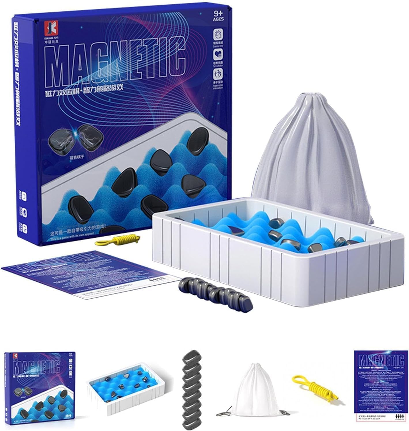 Table Top Magnet Game - Magnetic Effect Chess Board Game, Chess Set Magnetic Stoneboard Game, Educational Checkers Game, Portable Magnetic Stoneboard Party Supplies for Family Gatherings Magnetic