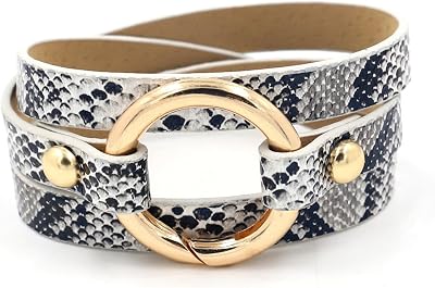 Dreuyet Leather Camo Bracelet for Men Women Boho Camouflage White Black Charm Circle Cuff Bangle Multilayer Stackable Leather Wrap Bracelets Costume Jewelry