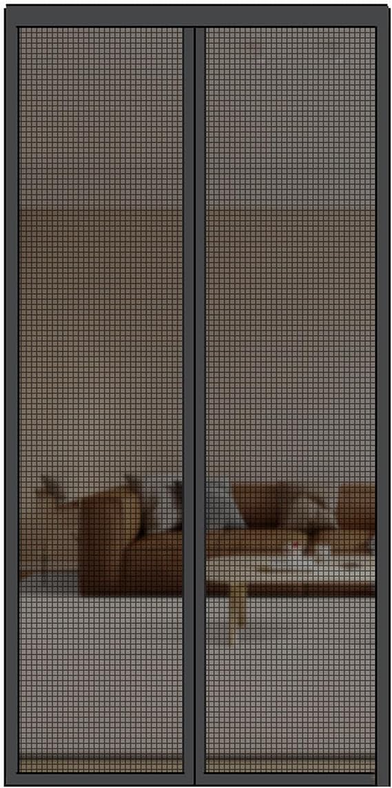 Fiberglass Magnetic Screen Door, Duty Mesh with Full Frame Hook, That Closure Automatically, for Kitchen Indoor Living Room,Black,80x220 cm