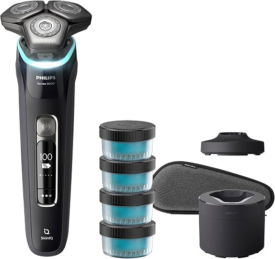 PHILIPS Shaver Series 9000 Wet and Dry Electric Shaver for Men with SkinIQ (Model S9986/63), Black
