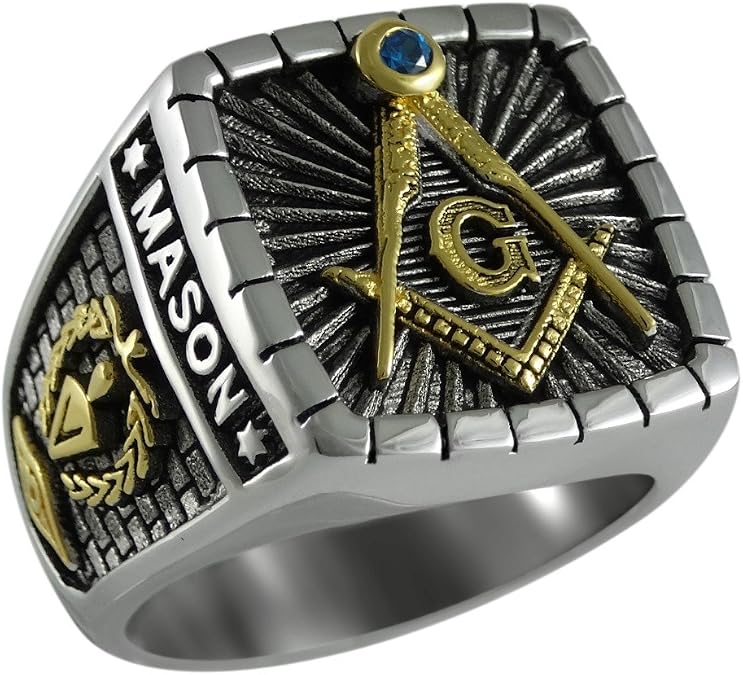 Master Mason Sterling Silver 925 Masonic 18k Gold Plated Freemason Ring KTR003