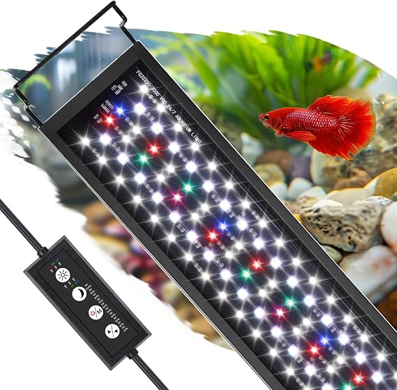 hygger Aquarium Light, Full Spectrum Fish Tank Light, LED Plant Light with Controller, 3 Modes with Timer, 9 Colors, Adjustable 10 Brightness, Extendable Brackets, 16W for 30-45CM Freshwater Tank [Energy Class E]