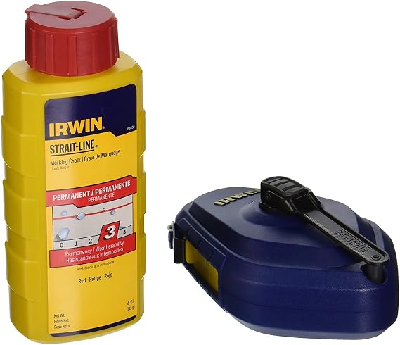 IRWIN STRAIT-LINE Chalk Line, Speedline Reel, Red, 100 ft. 1932885,2 Piece Set