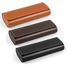 Hard Glasses Case, Leather Glasses Case with Metal Magnetic Closure, Vintage Style Sunglasses Case Hard Shell, Portable Spectacle Cases for Men Women Children Elderly