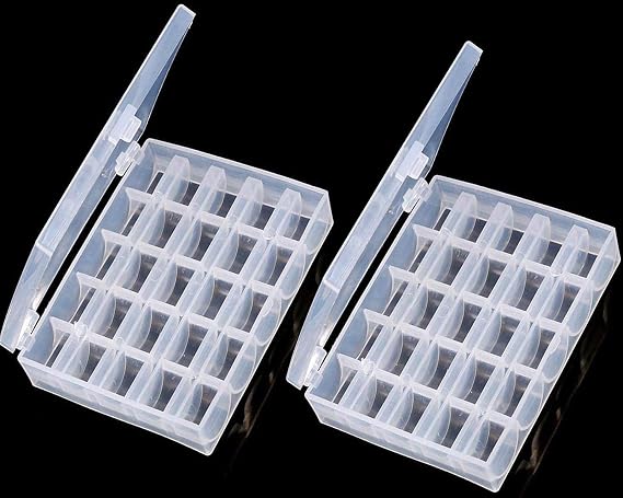 Bobbin Box,Machine Bobbin Organizer Plastic Case,Transparent 25 Slots Empty Bobbins Spools Box,Sewing Craft Plastic Case Storage Box for Sewing Machine