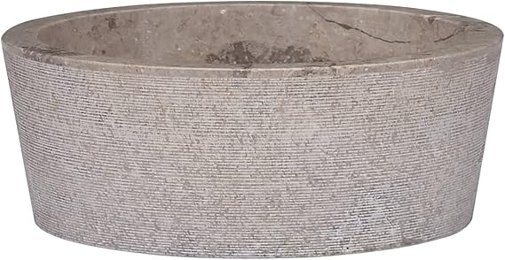 Bathroom Sink Countertop Basin Vessel Washbasin Ø40x15 cm Marble Vanity Top Sink for Small Cloakroom Bathroom