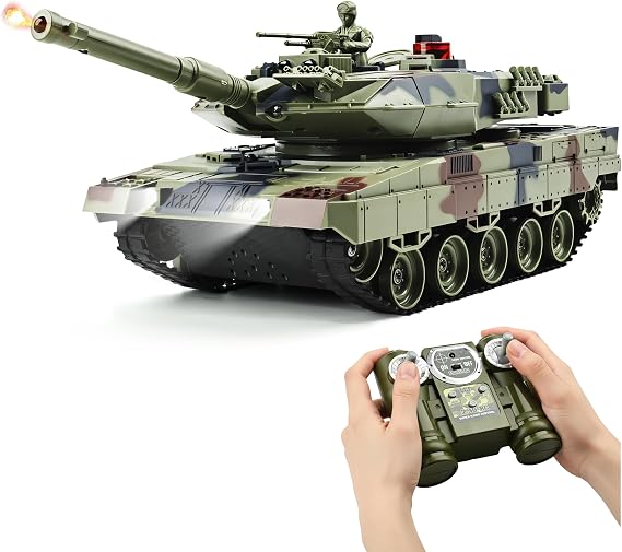 KAIM 1/24 RC Tank,Remote Control Tank for Boys with Smoke, Lights & Sounds,2.4GHz Ger Leopard II Army Model,Military Toys Gift for Kids Ages 6+
