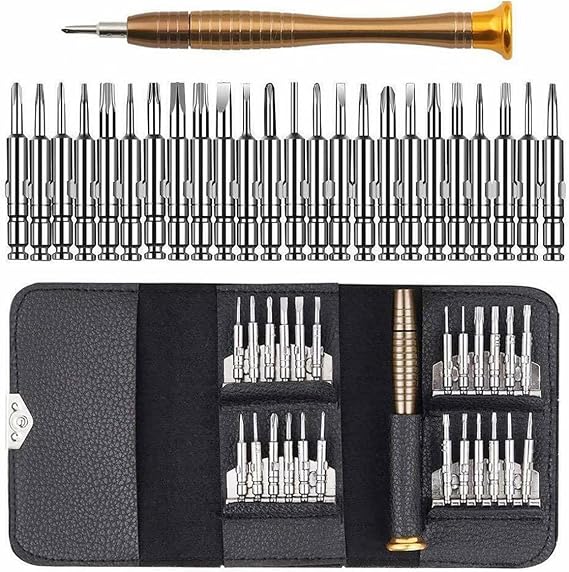 Gadgetking 25 Mini Precision Screwdriver Set Repair Cell Phones Laptops Watches for Glasses Torx Hexagonal Star Clock Replaceable Small Tiny