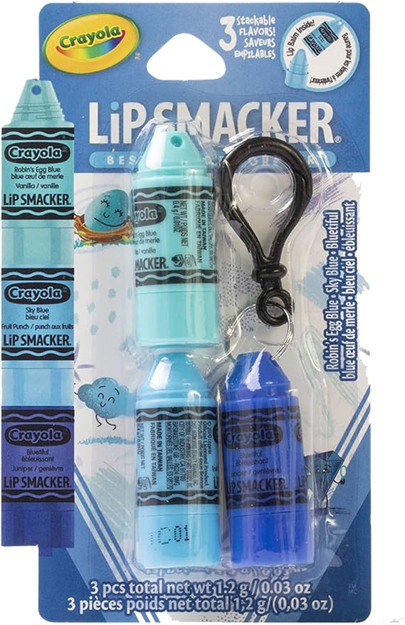 Lip Smacker Crayola Crayon Stackable Flavored Clear Lip Balm, Blue
