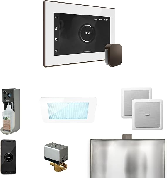 Mr Steam XDream Steam Shower Ctrl Pkg w/iSteamX Control and Steamhead in White OilRubBronze