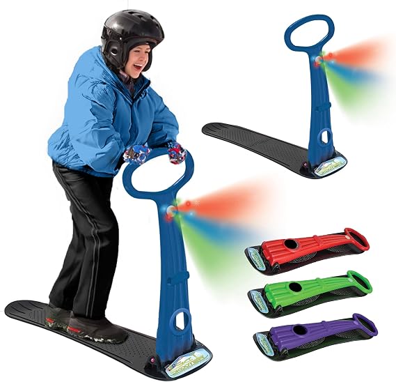 Geospace Winter Fun Ski Skate, Foldable Snow Scooter, Ski Skooter, Snow Sled, and Kids Snowboard with LED Light Multi-Purpose Portable Sandboard, Snow Skate, and Kids/Teenager Sled for All Ages