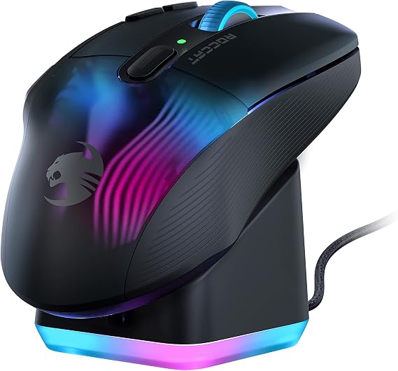 ROCCAT Gaming Mouse, Kone XP Air Wireless 2.4GHz, Bluetooth, Black/Black, Optical, 19K, Optical, Multi-Button, 99g, Charging Dock, 4D Wheel, Reflex, RGB, German Design