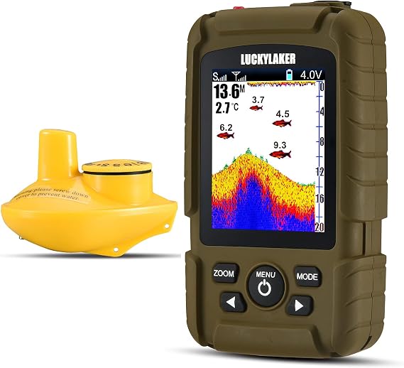 LUCKYLAKER Wireless Handheld Fish Finder Boat Portable Waterproof Depth Finder Display Transducer Kayak Fish Finders Sea Sonar Ice Fishing
