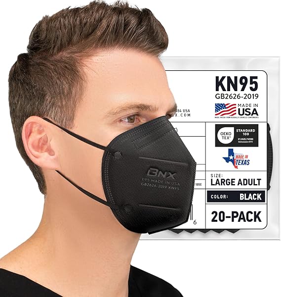 AccuMed BNX KN95 Face Masks Made in USA (Adult Large, Adult Medium, Kids Small) (Earloop) (Model: E95/E95M/E95S)