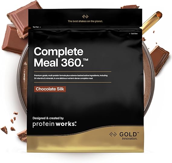 Protein Works | Complete Meal 360 - Gold, Chocolate Silk, 2kg | Nutritionally Complete Meal Replacement Shake, High Protein, 165 Health Benefits, 24 Vitamins & Minerals, Omega 3, 20 Meals