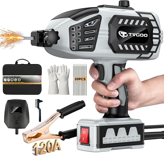 Portable Welding Machine 110V Handheld Arc Welder 3/32"-1/8" Rods,Deep Gray | IGBT Inverter, 20-120A Output, Hot Start & Anti-Stick, Father's Day Gift for Men