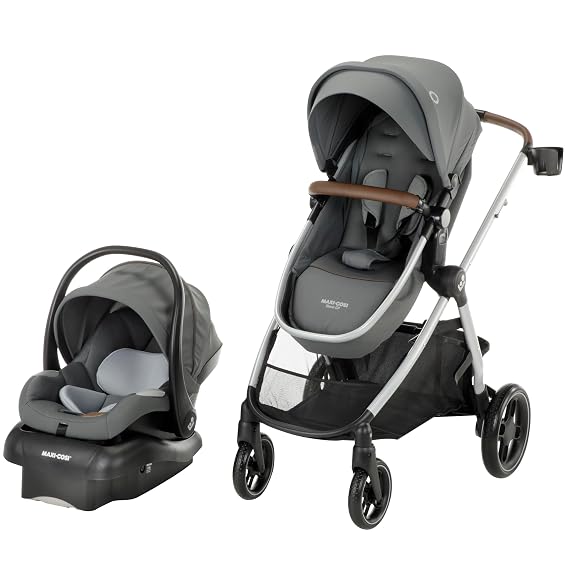 Maxi-Cosi Siena CP Modular Travel System, Car Seat and Stroller Combo, Stone Glow
