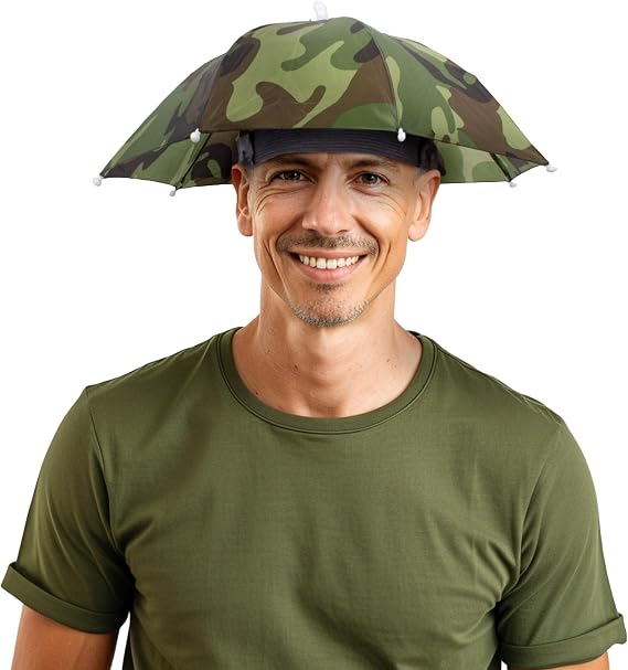 Windy City Novelties 13 Hands-Free Umbrella Hat Sun & Rain Protection for Outdoor Events, Fishing, Festivals & Costume Fun Adjustable Fit for Adults & Kids