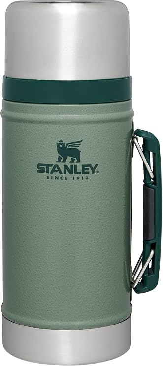Stanley Classic Legendary Large Food Jar 1.0 qt | Vacuum Insulated Food Container | Wide Mouth Screw On Lid | Packable for Travel | Stainless Steel with Leakproof Lid | BPA-Free | Hammertone Green