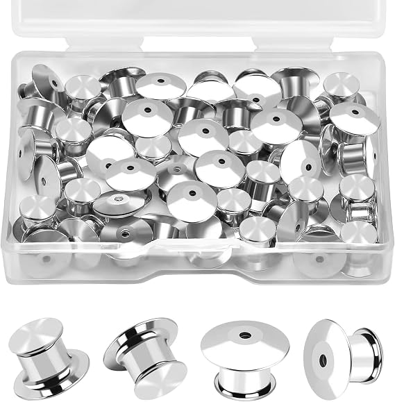 Ceryvop 50 PCS Locking Pin Backs Keepers Clasp, Metal Pin Locks Back