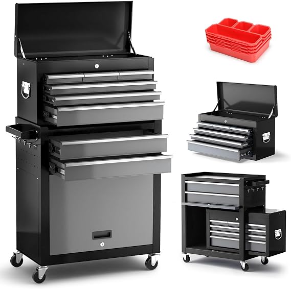 8-Drawer Tool Chest with Wheels, 42'' Rolling Tool Chest Heavy Duty,Black