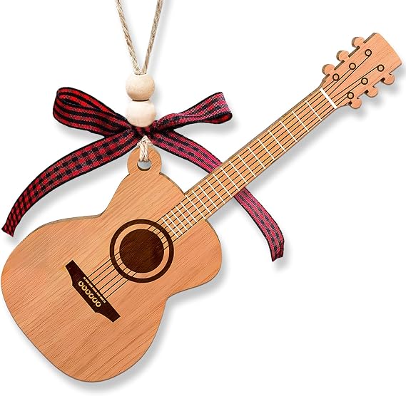 Guitar Ornaments for Christmas Tree, Mini Wooden Guitar Ornament Decor, Unique Music Ornaments - Best Gifts for Guitarists Lovers