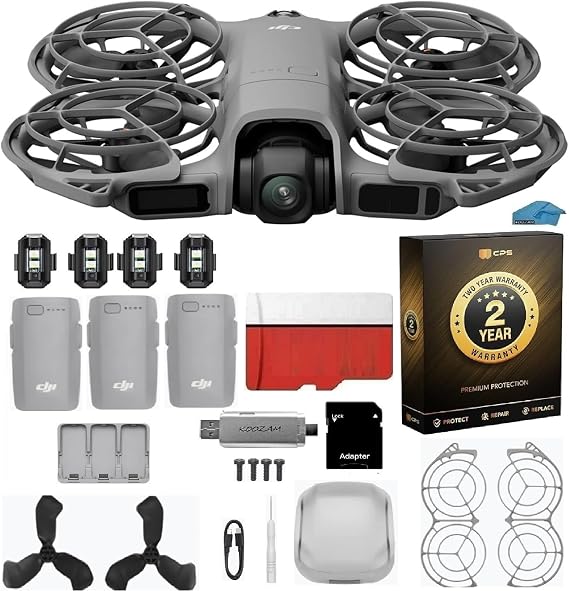 DJI Neo 2 & Fly More Combo | 3-Battery 4K FPV Drone Bundle | Includes 128GB MicroSD & USB 3.0 Card Reader
