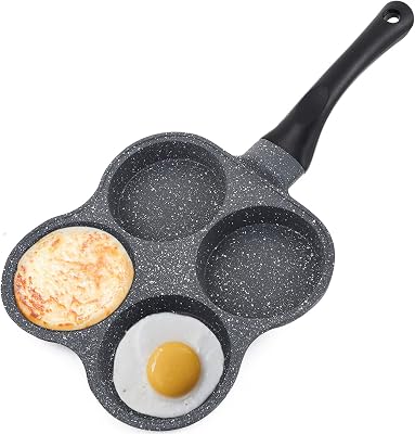 Egg Frying Pan, Nonstick Pancake Pans 4-Cups Egg Pan for Breakfast, Pancake Omelet Pan Egg Cooker Aluminium Alloy Cookware Suitable For Gas Stove